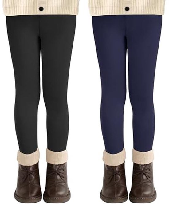 Set van 2 Hoge Taille Meisjesleggings - Comfortabele en Zachte Sportleggings voor Kinderen van Merkloos
