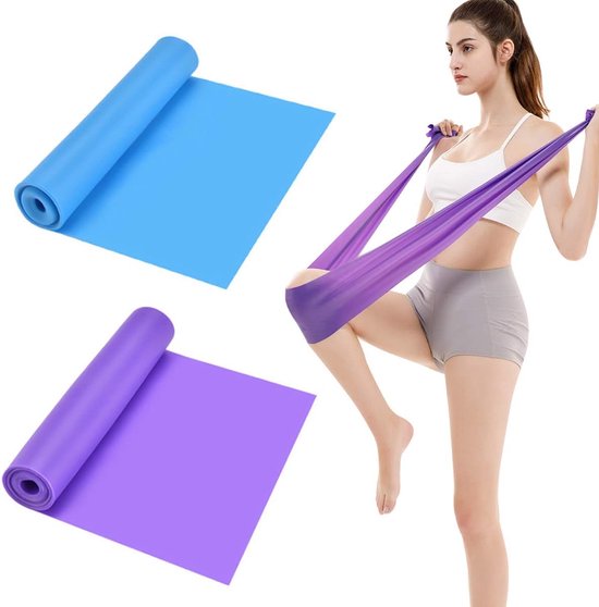 Set van 2 weerstandsbanden - 1,5 m x 15 cm - Rekbare banden voor yoga, pilates, krachttraining, fysiotherapie en revalidatie van Dunlop