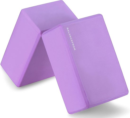 Set van 2 Yogablokken Hoge Dichtheid - Perfect voor Yoga, Pilates en Fitness - 23x15x10 cm - Paars