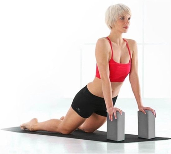 Set van 2 yoga/fitnessblokken, van zeer dicht EVA-schuim, milieuvriendelijk en licht; verkrijgbaar in verschillende kleuren en maten