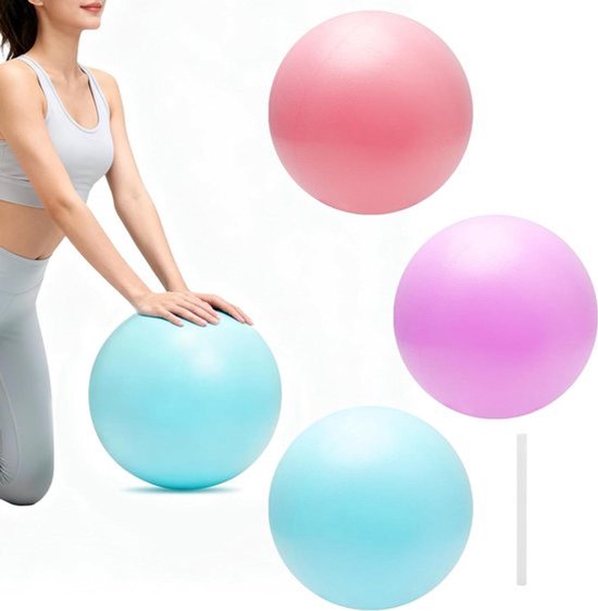 Set van 3 zachte pilatesballen - antislip en dik materiaal - inclusief blaasbuis - voor pilates, yoga en gymnastiek - geschikt voor sportschool, thuis en kantoor