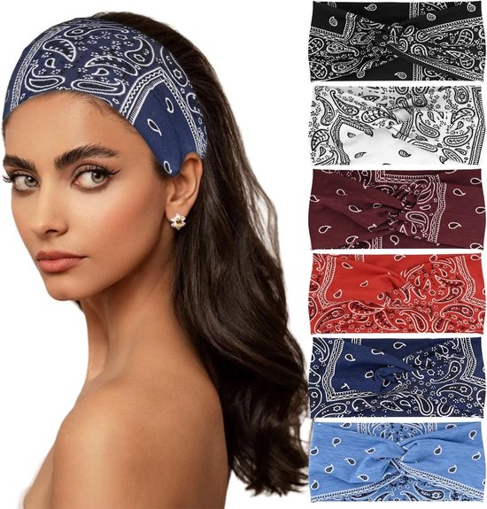 Set van 6 Brede Haarbanden voor Vrouwen, Boho Knotted Headbands, Ideaal voor Yoga en Sportactiviteiten, Mode Accessoires voor Elke Gelegenheid