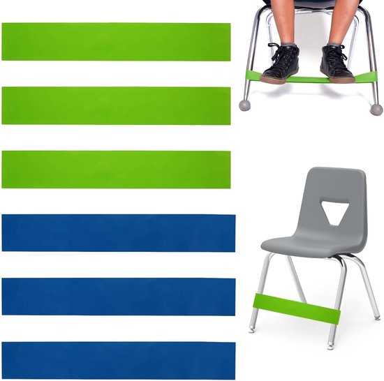 Set van 6 elastische weerstandsgordels voor kinderstoelen, latex fitnessgordels, geschikt voor yoga, 7-11 kg.