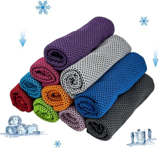 Set van 9 verkoelende handdoeken - 30 × 80 cm - Opvouwbaar - Zacht en ademend - Geschikt voor diverse gelegenheden zoals sport, yoga, fitness, golf, kamperen, hardlopen, training, enz. - Verkrijgbaar in 9 kleuren