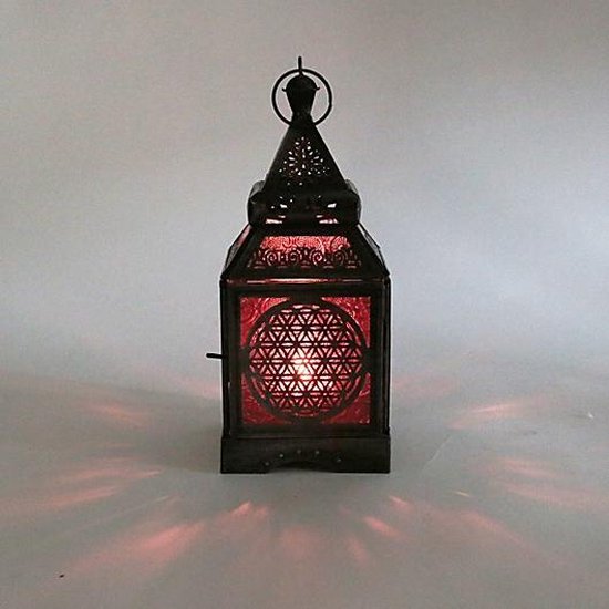 Sfeerlicht oosterse lantaarn Bloem des Levens - 9.5x10x23 - Ijzer - Glas - Zilver - L van Het Juweel