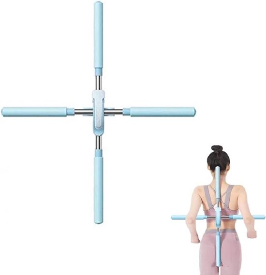 ShopGlobe Yoga Stick - Yoga - Stretcher - Postuur Corrector - Posture Corrector - Blauw - Rug Kraker van ShopGlobe