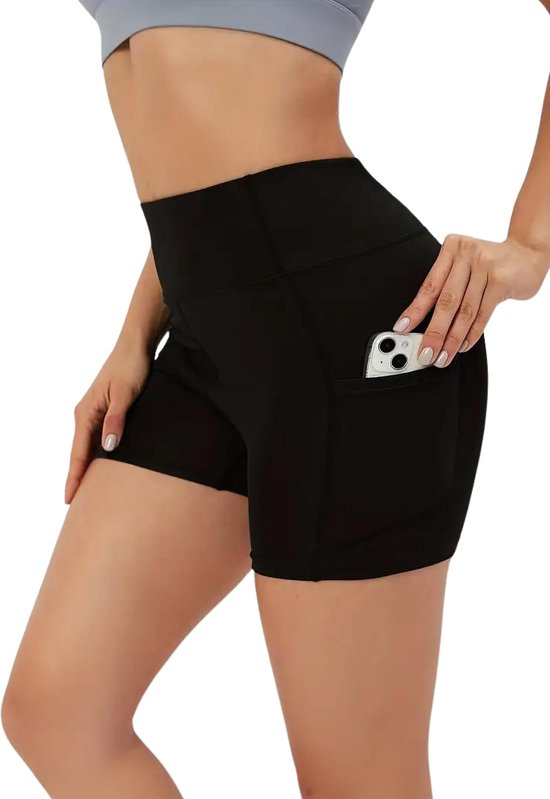 Short Pocket Legging - Dames - Sportbroek - Sportlegging - Zwart - Korte Broek - met zakken - Comfortabel van LuvmaBabe
