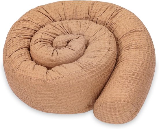 Side Sleeper Pillow Body Pillow 200 cm Cotton Waffle - Long Pillow Bed Roll Sleeping Pillow Neck Roll Decoration for Children's Room Oeko-Tex Brown