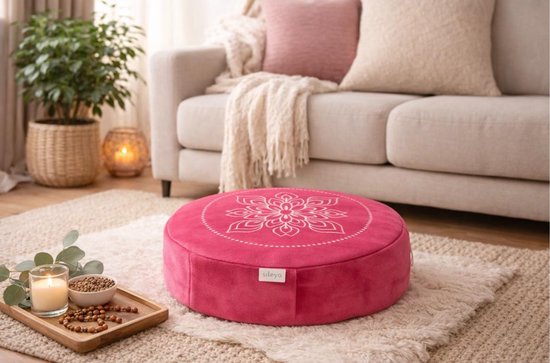 Sileya Meditatiekussen Roze Fluweel - Yogakussen- Meditatie Kussen- Rond van Merkloos