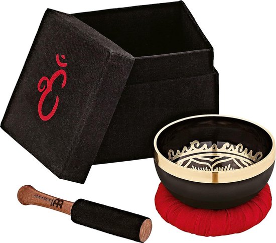 Singing Bowl 300g klankschaal met OM-symbool - meditatie decoratie yoga - inclusief kussen geschenkdoos slagel van Yogi & Yogini