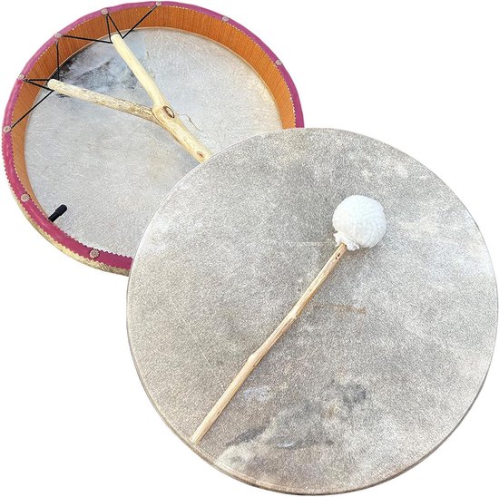 Sjamanendrum Stembaar - Spirituele Trommel Handgemaakt - Sound Healing Meditatie - Pompsysteem voor Stemmen - 42cm Diameter - Natuurlijk