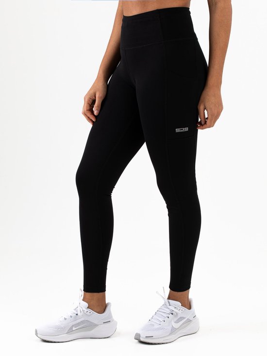Sjeng Sports ADVANTAGE Legging Dames Zwart Hoge Taille 4-Way Stretch Met Zakken Verstelbare Tailleband Sportbroek Vrouwen