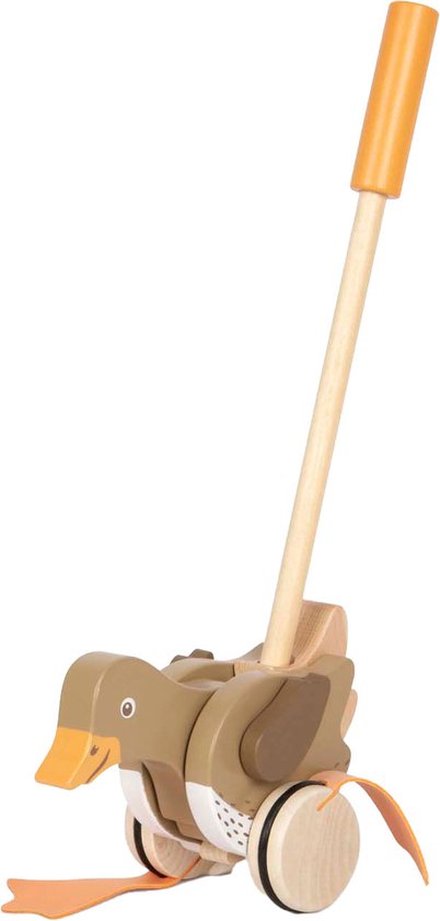 Small Foot - Houten Duwfiguur Eend met Bewegende Kop van Small Foot