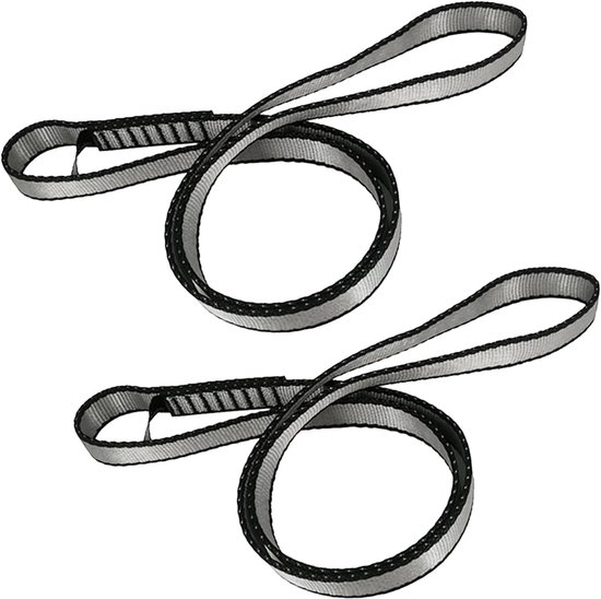 SnelShoppen - 18mm Nylon Sling Runner - Sterke Nylon Touwen - 60cm/24 Inch - Ideaal voor Yoga Hammocks, Wandelen, Ankers, Sporten - Grijs (2 Stuks)