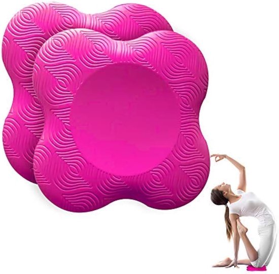 SnelShoppen - 2 Stuks Antislip Yoga Kniebeschermers - Slijtvast Knielap Set - Bescherming voor Knieën, Handen, Polsen en Ellebogen - Roze - Ideaal voo