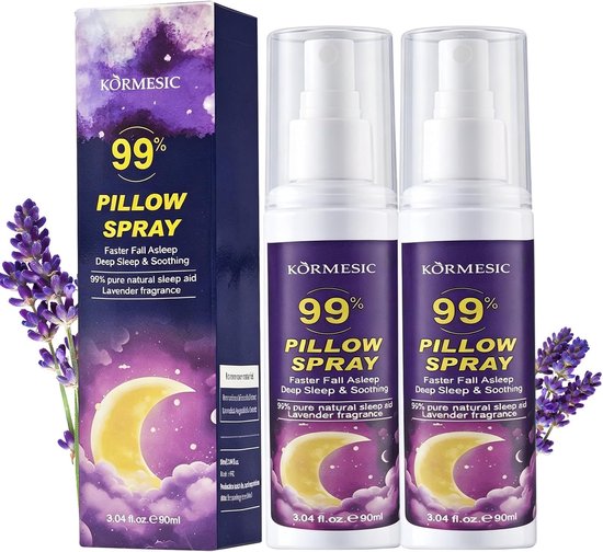 SnelShoppen - 2 Stuks Lavendel Kussen Spray - Ontspannende Slaap Spray met Biologische Lavendelolie - 3 fl oz - Voor Relaxatie en Rust - Ideaal voor S