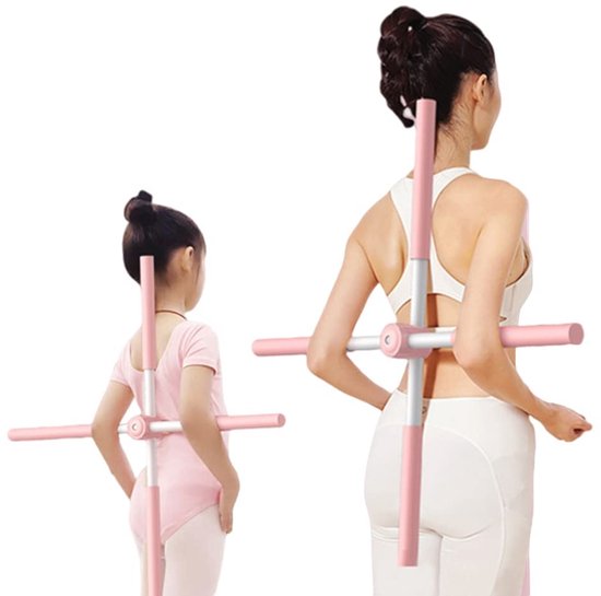 SnelShoppen - Ejoyous Houdingscorrector, Yoga-Stokken voor Bodybuilding, Pilates, Stretching, Full-Body Training, Roze Correctiestaaf voor Thuis en Fi