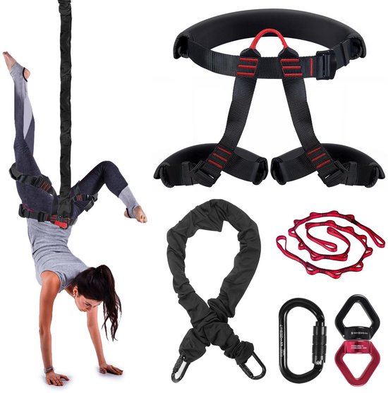 SnelShoppen - Geüpgraded set voor luchtfitness met bungee, verstelbaar harnas en elastiek, anti-zwaartekracht yoga, vliegende slinger, bungee dans tou van Snelshoppen