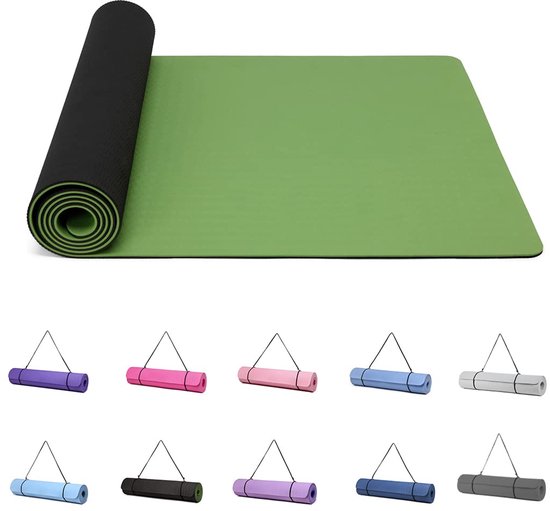 SnelShoppen - Good Nite Yogamat voor Pilates en Fitness, Antislip Gymnastiekmat 10 mm Dikte, Draagriem Inclusief, TPE Materialen, 183 x 61 cm, Rode Pr
