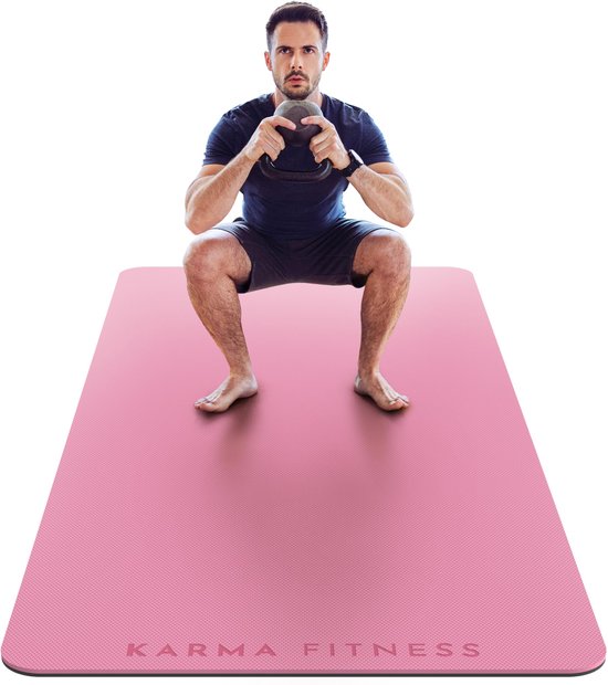 SnelShoppen - Grote Trainingsmat - Extra Brede en Dikke Yogamat (183 cm x 80 cm x 10 mm) - TPE Fitnessmat met Gratis Draagriemen - Perfect voor HiiT T van Snelshoppen