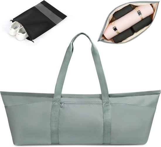 SnelShoppen - Grote Yoga Mat, Yoga Mat Draagtas, Gymtas, Pilates Tas met Verstelbare Schouderband, Fleshouder en Nat Compartment, Reis Yoga Gym Tas vo
