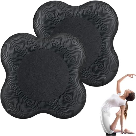SnelShoppen - Kniekussen voor Yoga, 2 Stuks, Antislip, Kniepads voor Pilates en Sport, 20 x 20 cm, Zwart, Ondersteunt Knieën, Ideaal voor Thuis en Fit