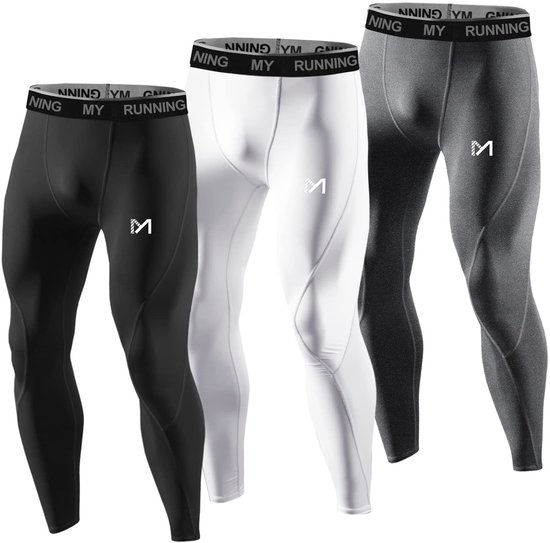 SnelShoppen - MEETYOO Compressiebroek Heren, Sportlegging Ademende Fitness Panty's Basislaag Broek Onderbroek Lang voor Hardlopen, Wandelen, Fietsen,