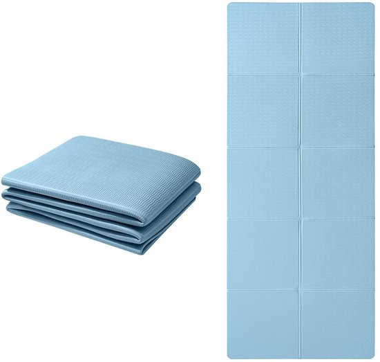 SnelShoppen - Opvouwbare Yogamat Antislip Draagbaar Fitnessmat 183x61x0.6 cm Blauw - Lichtgewicht Gymnastiekmat voor Pilates, Sport en Reizen