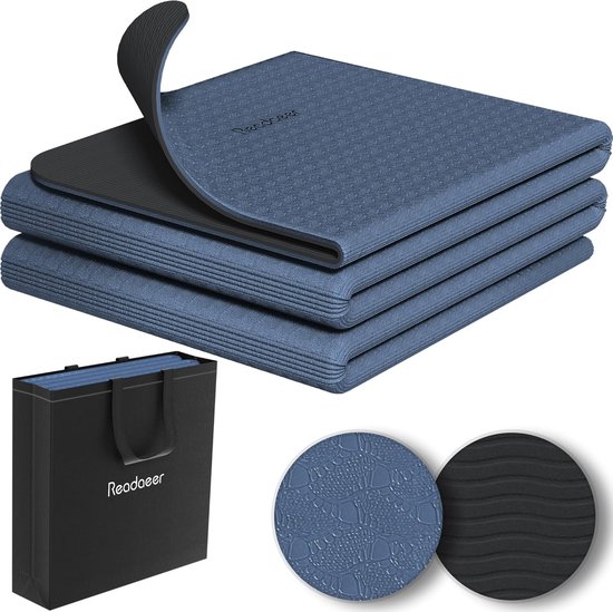 SnelShoppen - Opvouwbare Yogamat voor Onderweg - Tweekleurige Antislip TPE Oefenmat 6 mm Dik met Draagtas - Perfect voor Yoga, Pilates en Thuisoefenin