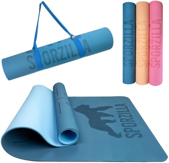 SnelShoppen - Premium XL fitnessmat - yogamat extra breed 80 cm - 8 mm dik antislip - vrij van schadelijke stoffen met hulplijnen voor yoga, pilates e van Snelshoppen