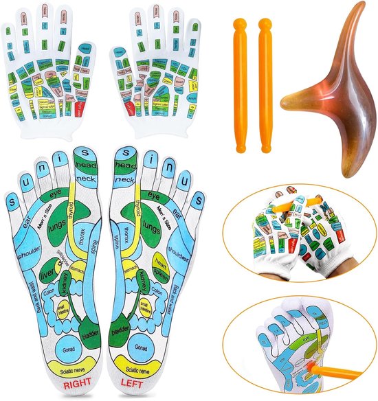 SnelShoppen - Reflex Zone Socks - Reflexologie Sokken met Massagehulpmiddelen - 35-39 Gua Sha - Comfortabele en Ademende Materialen voor Voetmassage e