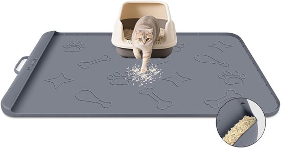 SnelShoppen - Silicone Kat Mat met Opbergtas, Handvat en Rand, 106 x 71 cm, Grote Kat Afvalbox, Waterdicht, Antislip, Afvalverzamelmat, Huisdier Place van Snelshoppen