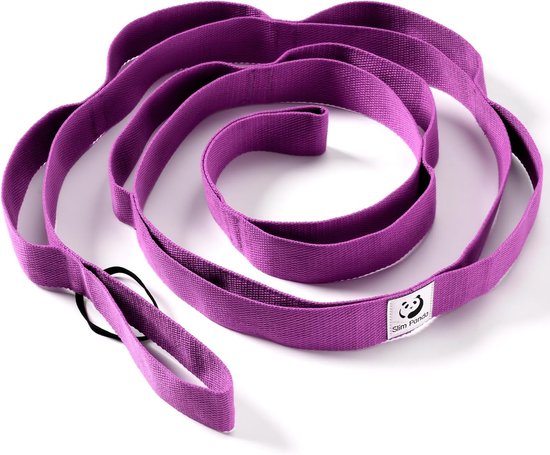 SnelShoppen - Slim Panda Yoga Belt - Stretchband met 10 Lussen voor Flexibiliteit, 4mm Dikte, Ideaal voor Yoga, Fitness, Pilates en Fysiotherapie