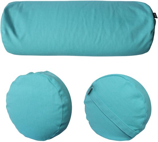 SnelShoppen - VLFit Yoga Bolster, milieuvriendelijke boekweitbolster 61 cm x 23 cm, afneembare wasbare hoes, ideaal voor yoga, meditatie en ondersteun