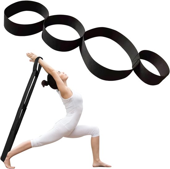 SnelShoppen - Yoga Band 4 Loops - Stretchband voor Yoga, Pilates en Fascia Training, Duurzaam 100% Katoen, 96 cm, Licht Rek Aid voor Pijntherapie en S