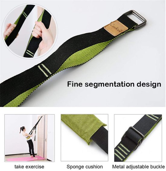 SnelShoppen - Yoga Fitness Stretching Strap voor Deur - Flexibiliteit Strap voor Verbeteren van Been Taille Terug Flexibiliteit - Buig Assist Trainer van Snelshoppen