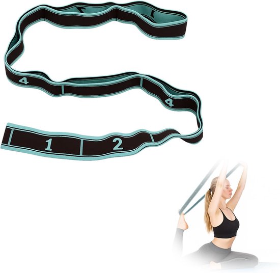 SnelShoppen - Yoga Set met 8 Lussen, Hoge Elasticiteit Yoga Strap, Stretch Band, Fitness en Trainingsbanden, Wasbaar, Draagbaar voor Yoga, Pilates, Gy