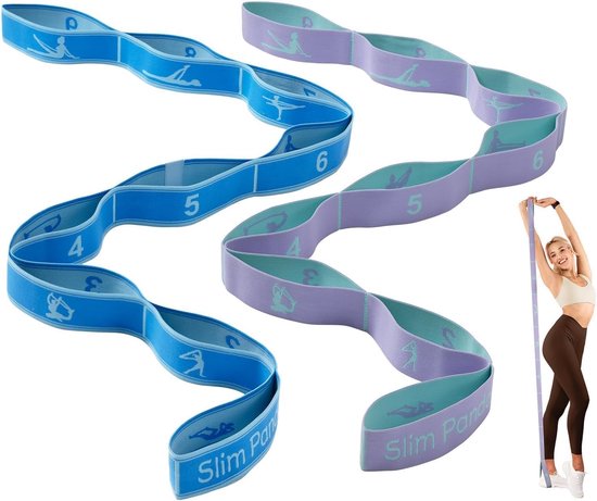SnelShoppen - Yoga Stretch Band met 9 Loops, Hoog Elastische Yogaband voor Diepe Stretches, Ideaal voor Yoga Training en Fitness, Flexibele Oefenband van Snelshoppen