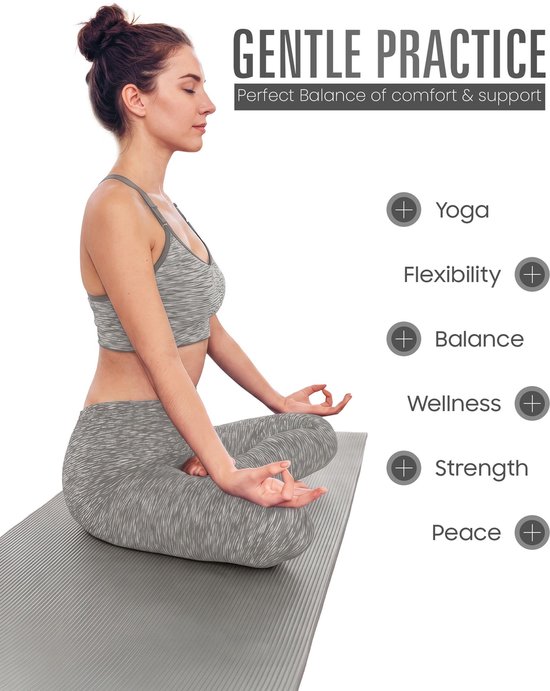 SnelShoppen - Yogamat 15 mm Dik - Antislip Fitnessmat - Zacht Schuimpad Sportmat - Draagriem - Zweetbestendig - 180 x 60 cm - Ideale Gym- en Pilatesma