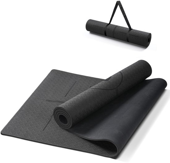 SnelShoppen - Yogamat Grijs 190x68x0,8 cm - Antislip, Dikke Yoga Mat voor Thuis, Fitness, Gym, Meditatie, Sport en Outdoor Gebruik van Snelshoppen