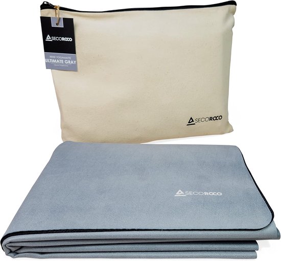 SnelShoppen - Yogamat voor op reis - Natuurlijk rubber, veganistisch, antislip, ecologisch, duurzame reismat, 1 mm dik, grijs, met draagtas, ideaal vo van Snelshoppen