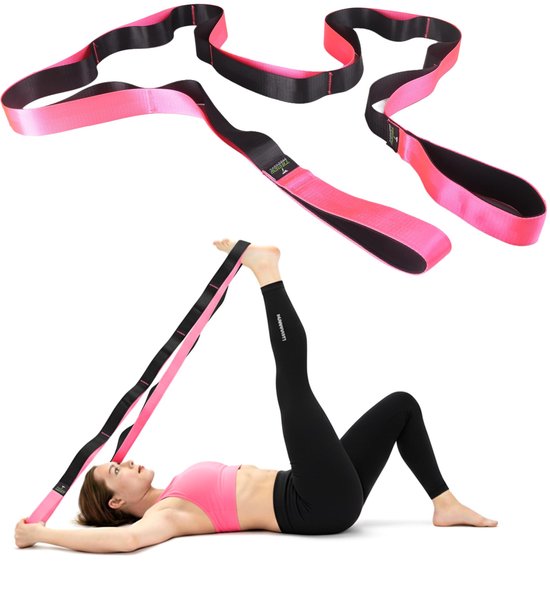 SnelShoppen - Yogariem voor Flexibiliteit - Stretchband met 12 Lussen - Multi-Grip Pilates Hamstring Stretch Riem - Ideaal voor Fysiotherapie en Thuis