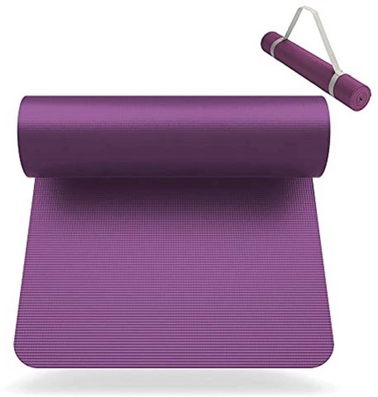 SNIKES Yogamat, 180 x 60 cm, met gratis draagriem, yogamat voor gym, workout en yoga, antislip en extra dun, 4 mm dik, fitnessmat, sportmat voor thuis van Merkloos
