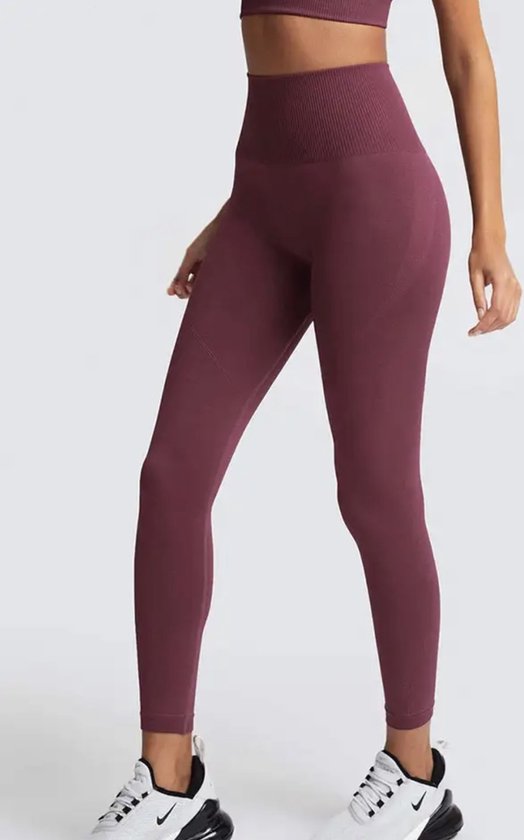 SOFT GYM LEGGING - Maat S - Wijnrood - Fitness legging - Sportlegging - Sportoutfit - Fitness outfit - Gymoutfit - Yoga legging van Merkloos