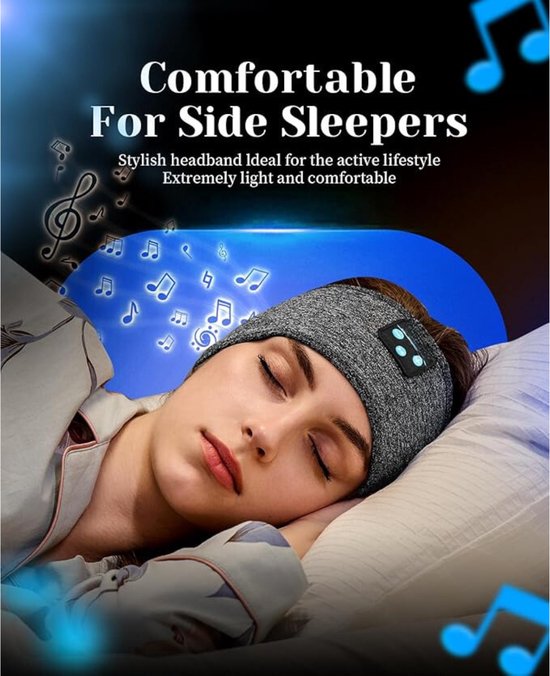 Soft Sleep-koptelefoonhoofdbanden - lang spelen, met ingebouwde luidsprekers - ideaal voor training, hardlopen, yoga en reizen van Lavince