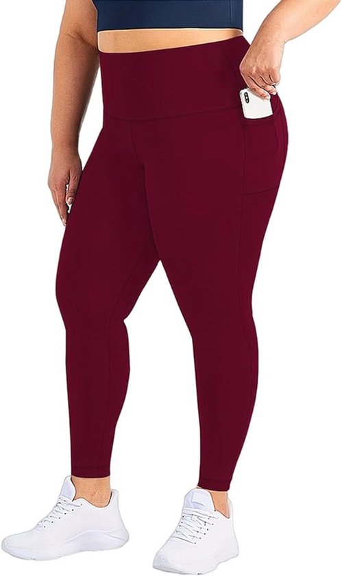 SOFTCURVE Plus Size Pocket Legging - Maat XL t/m 5XL - Zachte Stof - Met Zijzakken - Comfortabel - Rekbaar - Stretchy - Met Zakken - Handig - Pockets - Big Size - Rood - Maat 4XL van SOFTCURVE