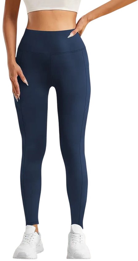 SOFTFLEX Zachte Sportlegging met Zakken - Dames Pocket Legging - Super Soft - Sportbroek - Sportlegging - Legging - met zakken - Comfortabel - Blauw - Maat XXL van Merkloos