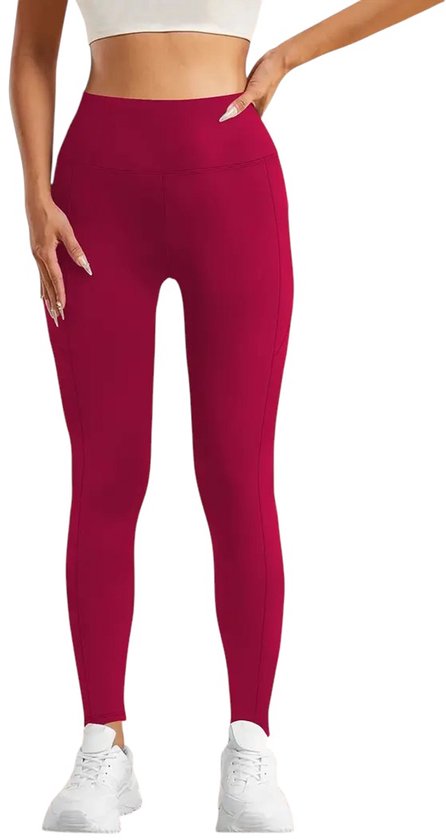 SOFTFLEX Zachte Sportlegging met Zakken - Dames Pocket Legging - Super Soft - Sportbroek - Sportlegging - Legging - met zakken - Comfortabel - Rood - S van Merkloos