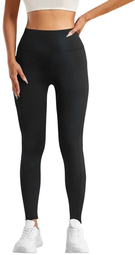 SOFTFLEX Zachte Sportlegging met Zakken - Dames Pocket Legging - Super Soft - Sportbroek - Sportlegging - Legging - met zakken - Comfortabel - Zwart - Maat S van Merkloos