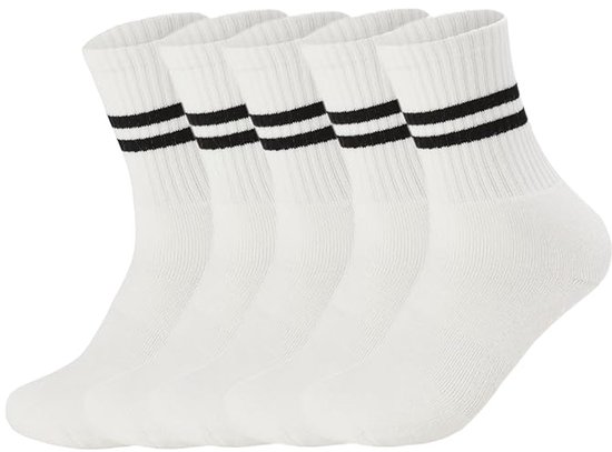 Sokken - 5 Paar - Antislip Katoenen Sokken - Yoga Sokken - Vloersokken - Puur Katoenen Sokken - Antislipkousen - Yogaoefeningsokken - One Size Fits All - Aanpassen Aan Verschillende Gelegenheden - Wit van Merkloos